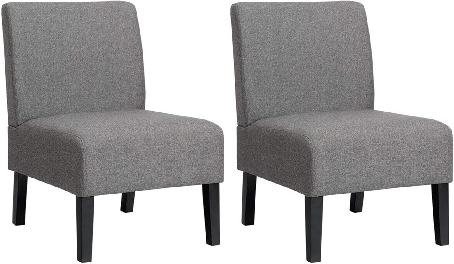 DORTALA 2PCS Upholstered Accent Chair,Upholstered Fabric Side Chairs W/Curved Backrest, Rubber Wood Legs, Soft Sponge, Comfortable Backrest, Sturdy Structure, Ideal for Living Room Bedroom, Gray