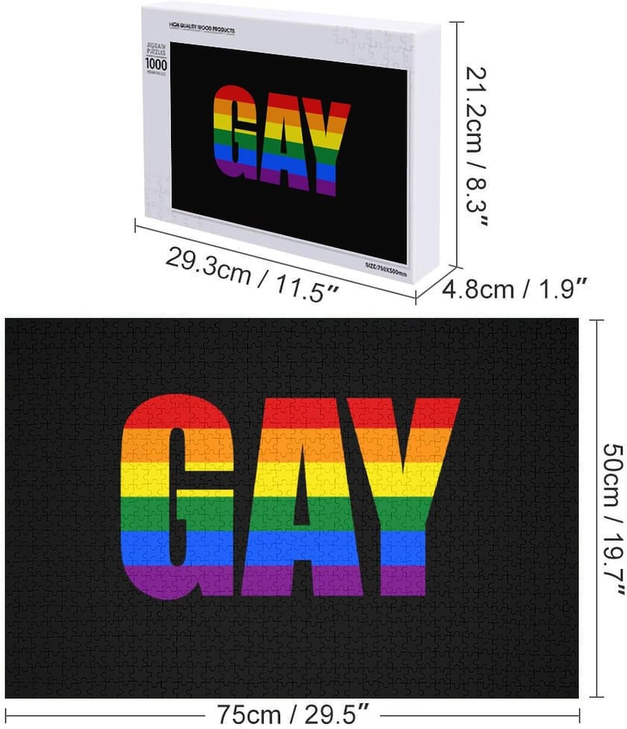 Gay Pride Rainbow LGBTQ Jigsaw Puzzles for Adults 1000 Pieces Challenging Family Activity Games for Home Wall Decor 1000 PCS