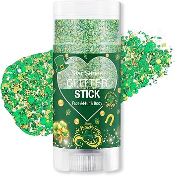 Green and Yellow Brazil Body Glitter Stick for World Cup Fans, Brazil World Cup2026 Glitter Accessories, Waterproof Face Body and Hair Glitter, Green and Yellow Glitter Makeup for World Cup Party