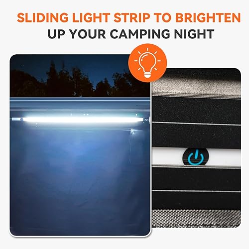 Miniatura 4 de Tienda Toldo de Ducha con Techo 3 pies x 3 pies, Cuarto de Ducha Lateral del Vehículo con Luz LED, Refugio de Privacidad para Acampar Baño