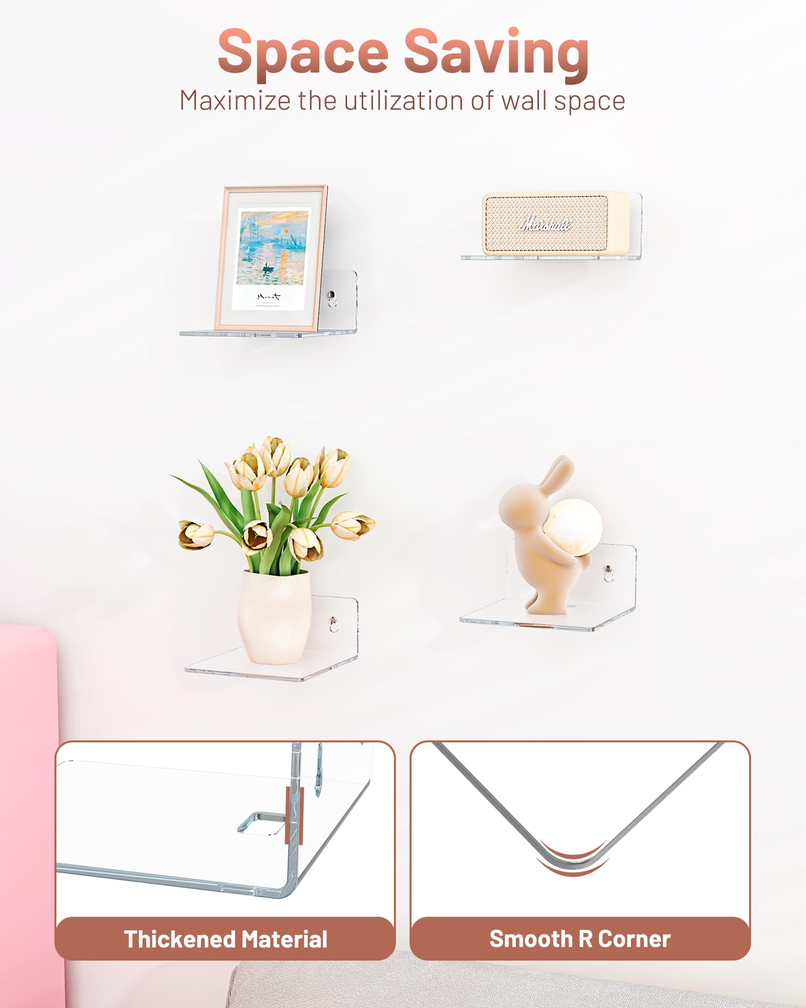 Small Floating Shelves - 4 Pack for Funko Pop & More -4