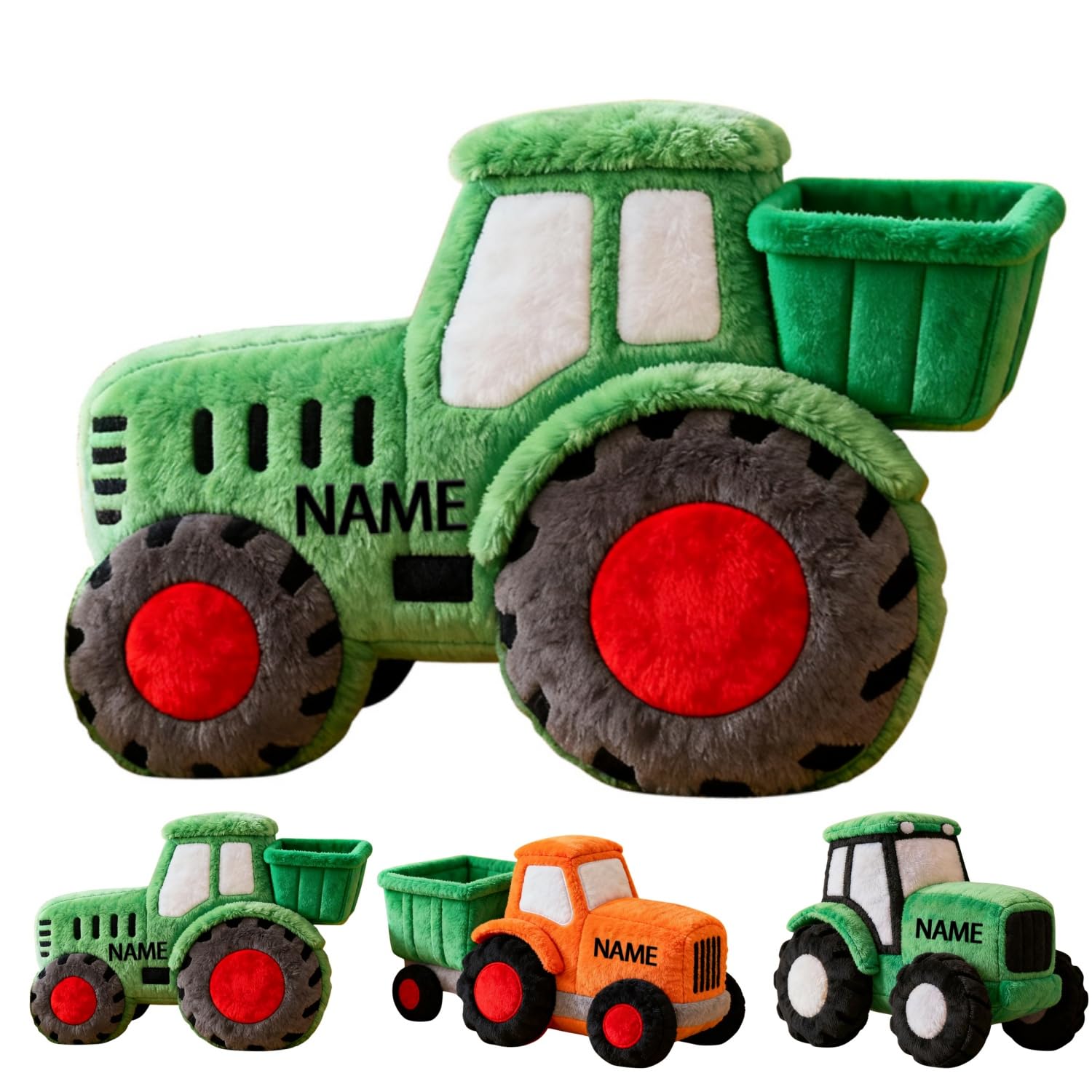 VWCSDSCS Personalized Cartoon Tractor Shaped Throw Pillows Custom Hugging Construction Plush Car Stuffed Pillow Couch Bed Living Room Kids Bedroom Decor for Boys Girls in Christmas Birthday