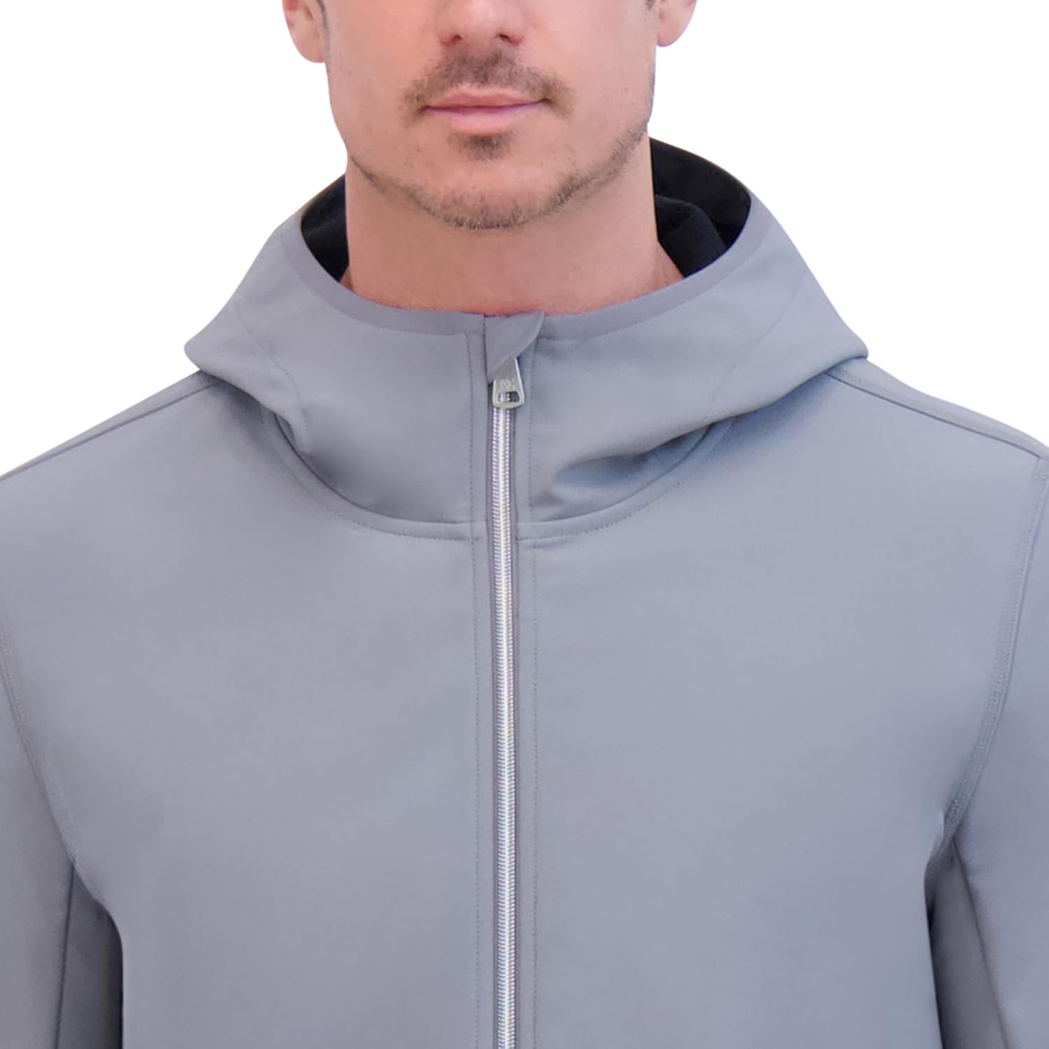 Kenneth Cole Men's Hooded Soft Shell With Coil Zip Detail