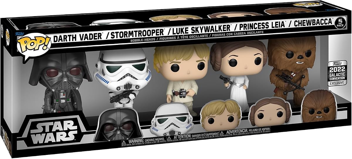 ¡ESTALLIDO! Star Wars - Paquete de 5 Darth Vader - Exclusivo de Amazon | Mercancía oficial - Figura de vinilo coleccionable para exhibición en estantería - Idea de regalo de cumpleaños para fanáticos y coleccionistas