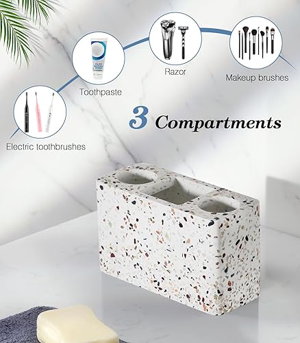 Vista 36 de Luxspire Soporte para cepillos de dientes, 3 ranuras, soporte eléctrico para cepillos de dientes y pasta de dientes, almacenamiento de resina