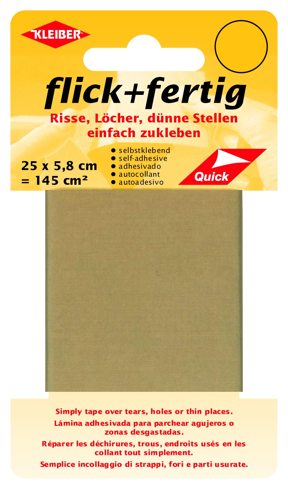Kleiber 430-72 Nylon Repair Tape, self-Adhesive, from Flick Plus Fertig, 145 cm², Beige