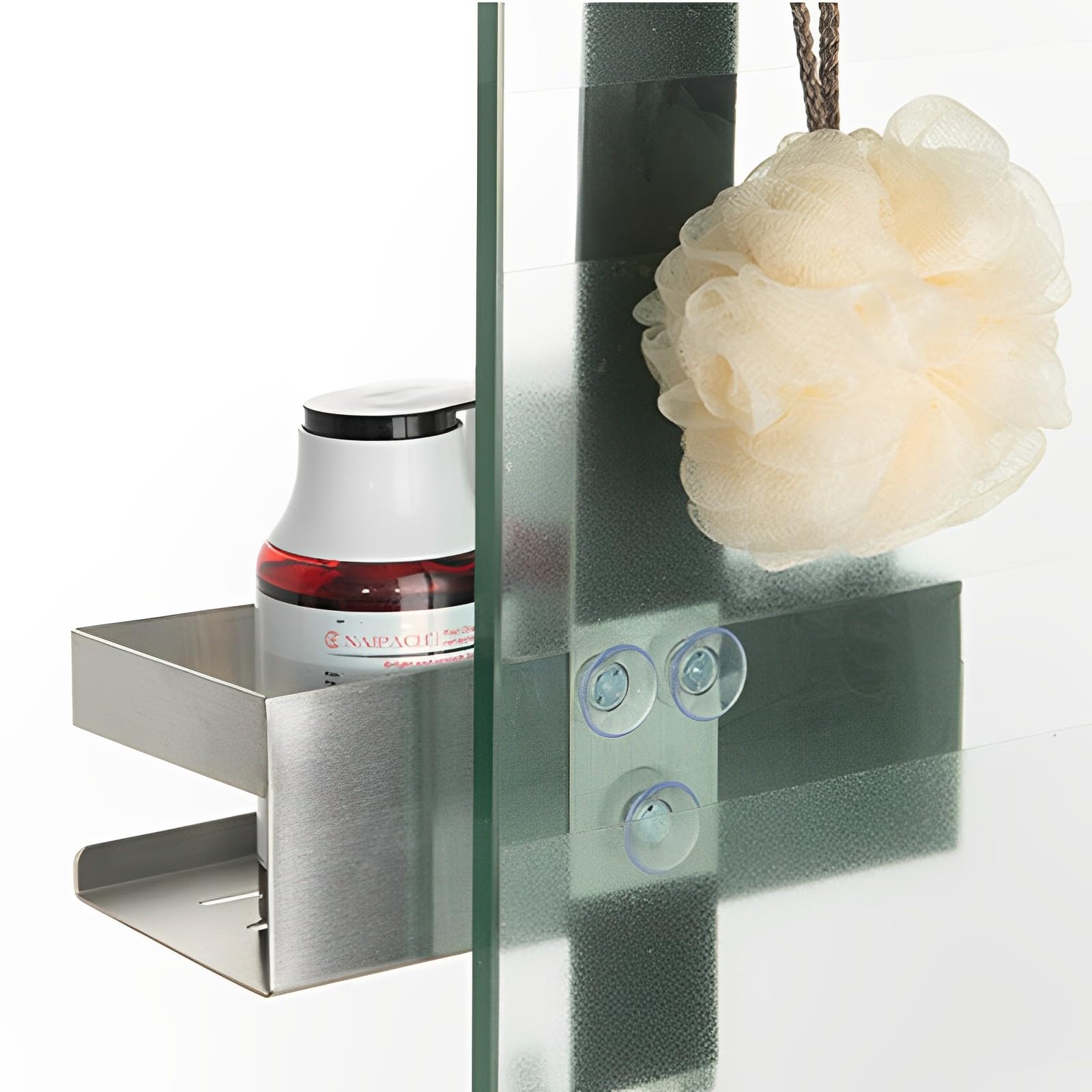 Mensola Doccia Da Appendere In Acciaio Inox - Senza Foratura, 2 Ripiani E 2 Ganci, Porta Bagnoschiuma - Foto 4