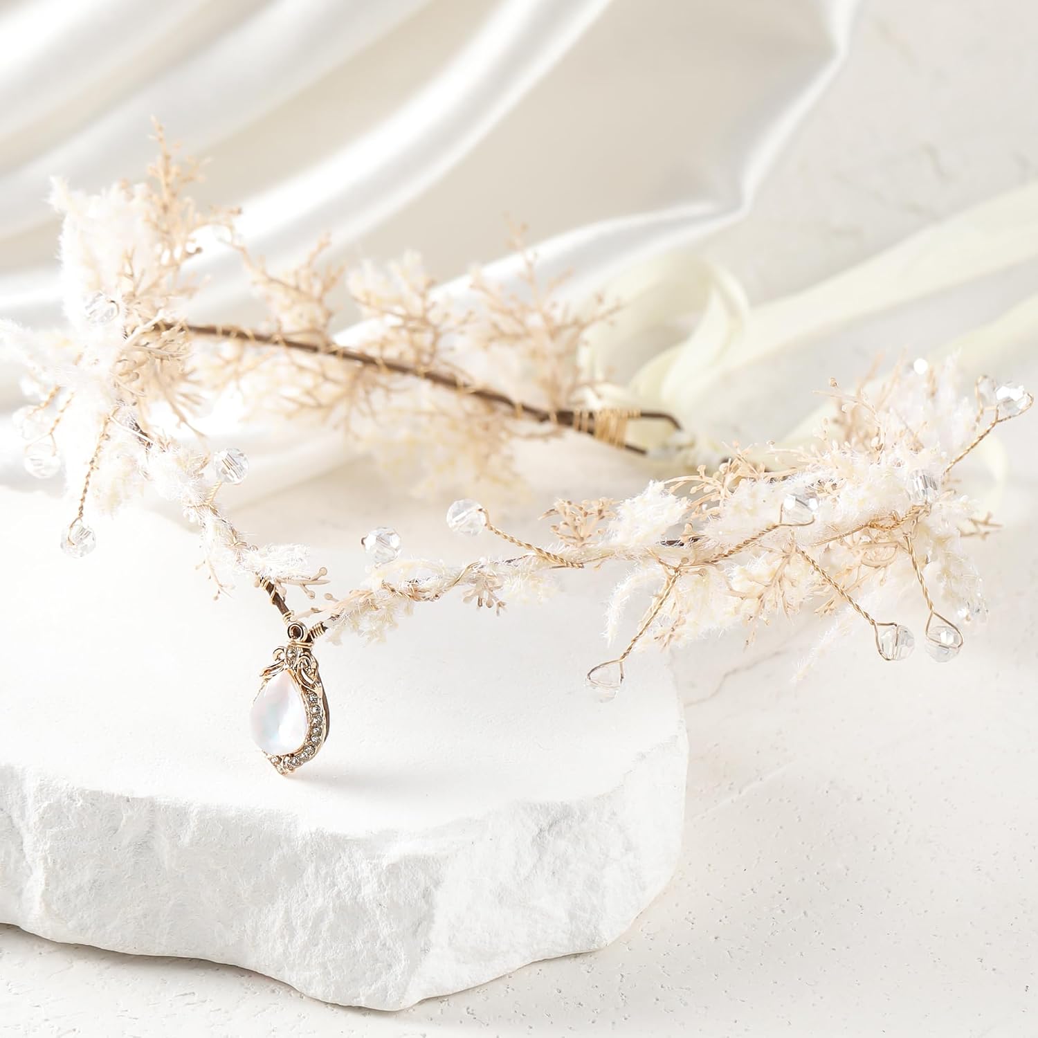 MOSTORY Fairy Flower Crown for Women - Woodland Elf Crown for Renaissance Faire Accessories Cosplay Photo Shoot Fairy Outfit