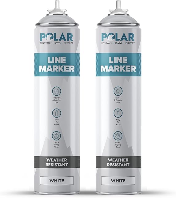 Polar Line Marker White Aerosol Spray Paint - 2 x 750ml - Precision Accuracy - Indoors & Outdoors - Ideal For Sports Grass Pitches & Car Park - Weather Resistant - Easy to Use