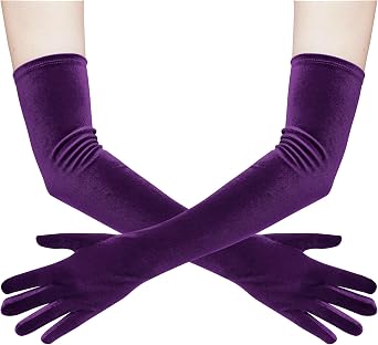 Lystaii Women Long Velvet Gloves for Women Elbow Length 1920s Opera Costume Flapper Evening Banquet Party