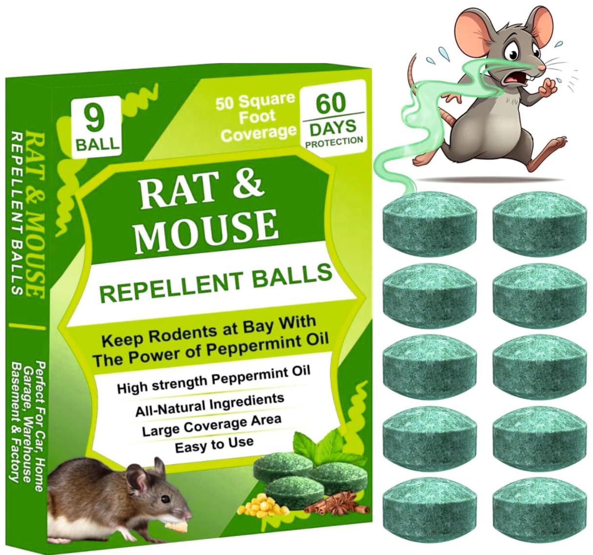 Rat Repellent for Car Home Pack of 1 (9 Tablet) Rodent & Mouse Repellent Peppermint Oil to Protect Wires in Car, Bike & Truck Engine No Kill Only Repels Home Indoor-Outdoor Garage Rat Controller Pills to Keep Rodents Out of Car (9 BALL) (PACK OF 2 (18 BALL))-image-24
