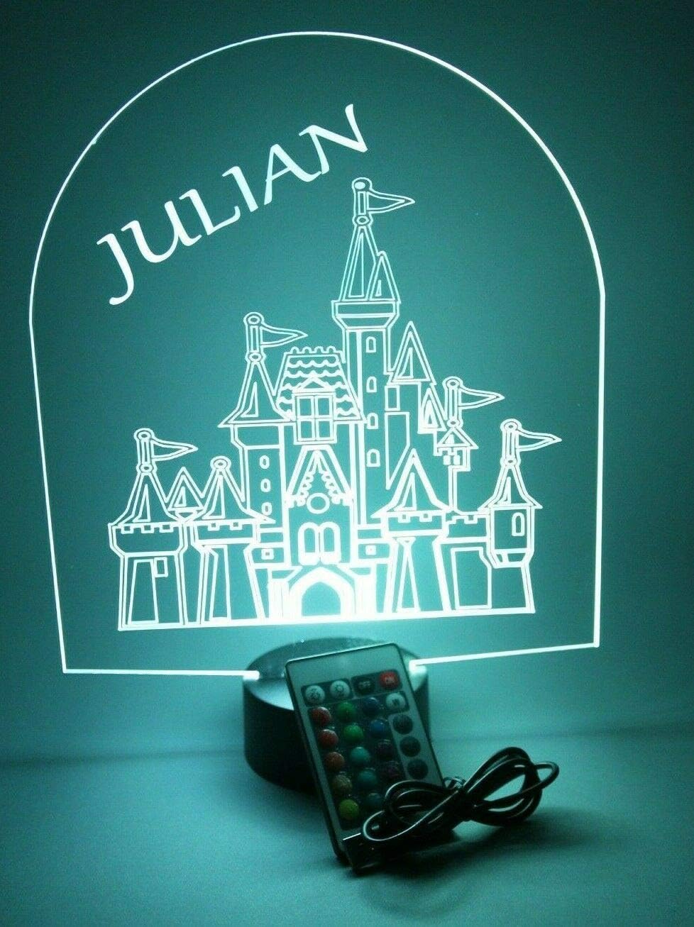 Fancy Princess Queen Castle Tower Royalty Fairy Night Light Up Lamp LED Personalized Any Name Custom Desk Table Lamp -It's WOW, With Remote 16 Colors, Free Engraving, Great Christmas Birthday Gift