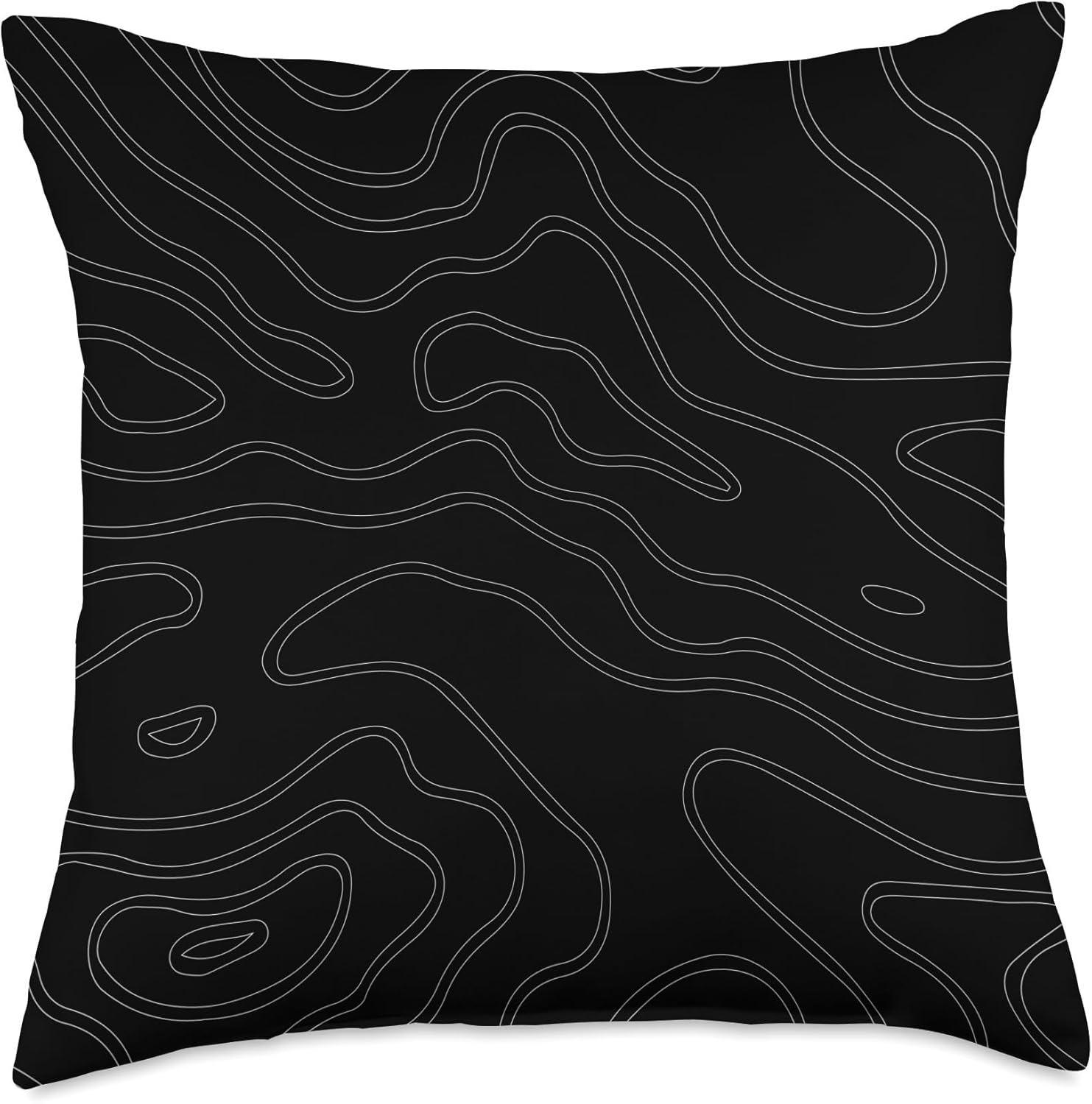Topography Black and White Geometric Mountain Design Throw Pillow