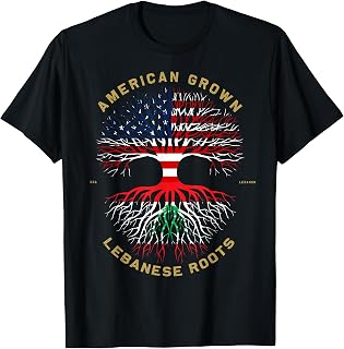 American Grown With Lebanese Roots Tree USA Flag Gifts Idea T-Shirt for Women Kids Men