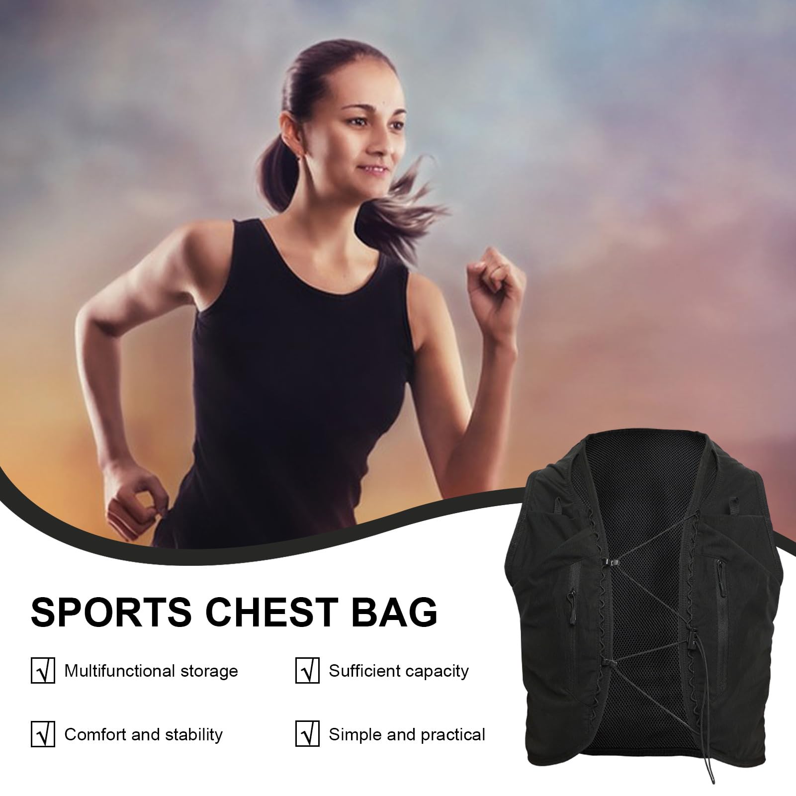 Riñonera Deportiva para Hombre, Bolsillo de Pecho para Correr