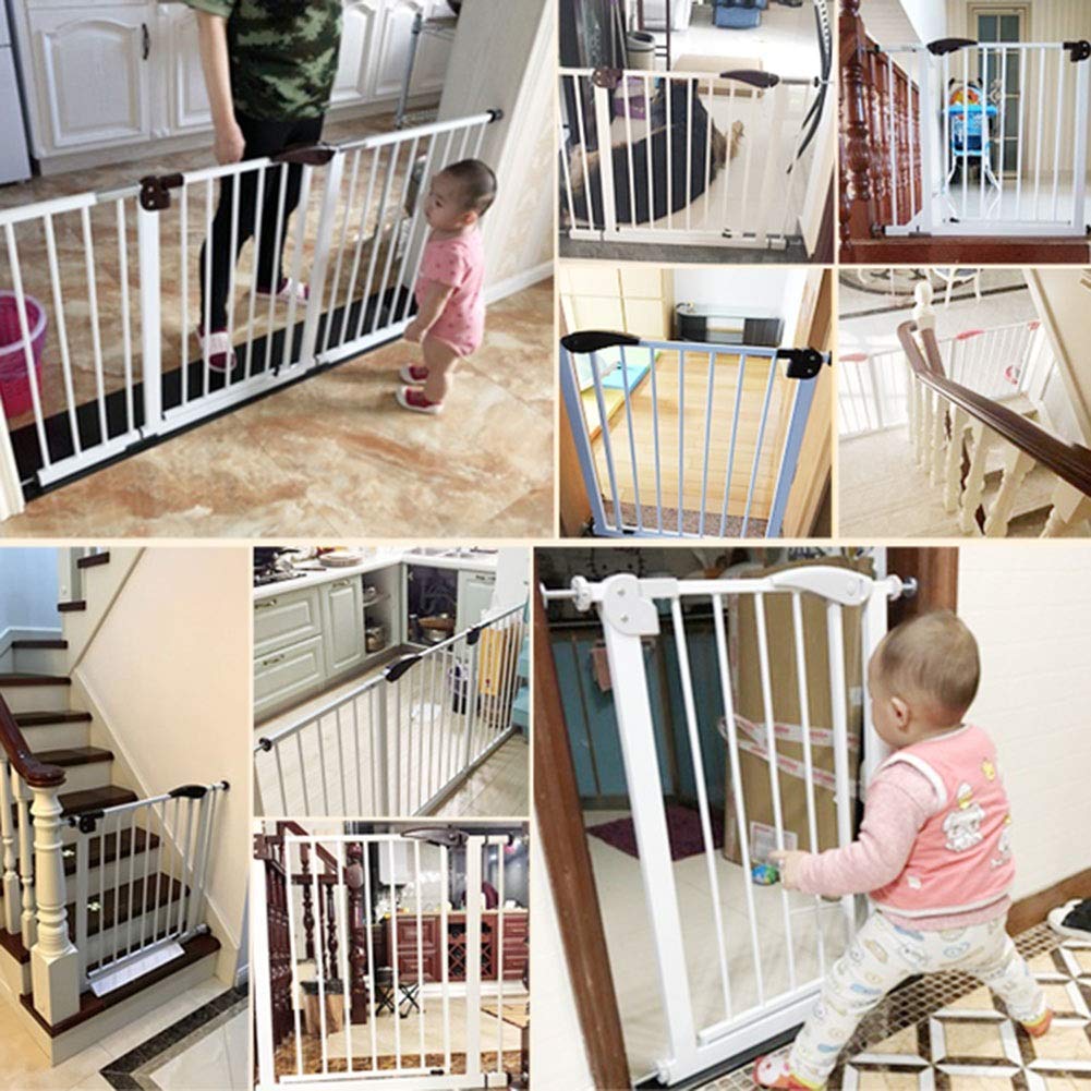 Cancelletto di Sicurezza Extra Largo espandibile in Metallo Walk Thru con Chiusura Automatica Cancello per Animali da Interno, Dimensioni Personalizzabili (Colore : Bianco, dimensi