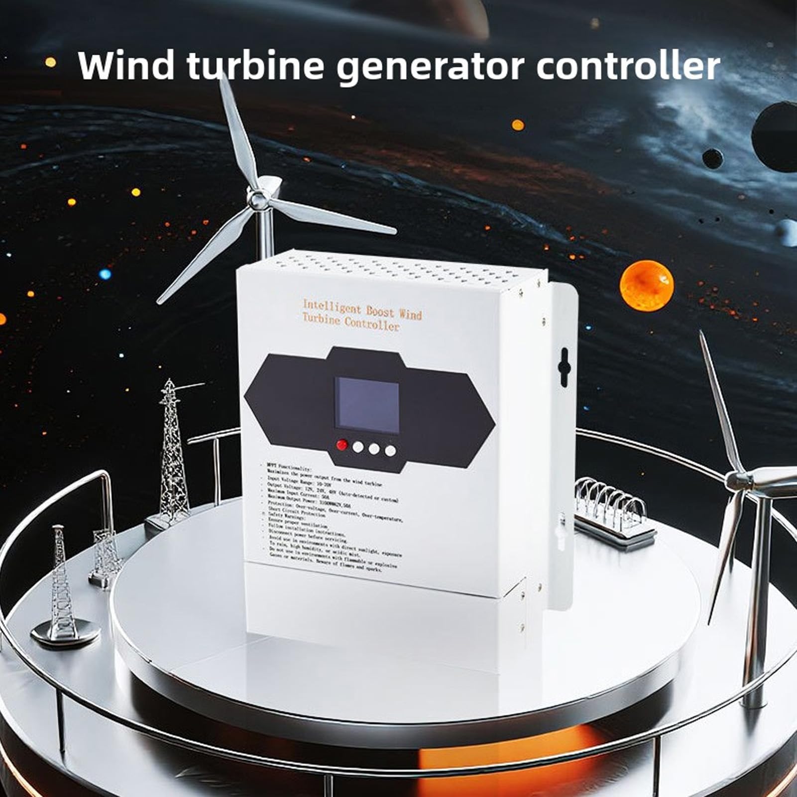 Garosa Kontroler ładowania Wiatrem o Mocy 1000 W MPPT Boost z Wyświetlaczem LCD, Automatyczne Wykrywanie Systemów Akumulatorowych 12 V/24 V/48, Inteligentna Ochrona i Monitorowanie W Czasie