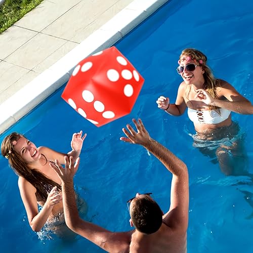 Miniatura 5 de Juego de 4 dados inflables gigantes de 12.6 pulgadas, juego divertido para interiores y exteriores, césped, piscina, fiesta, decoración de juegos de