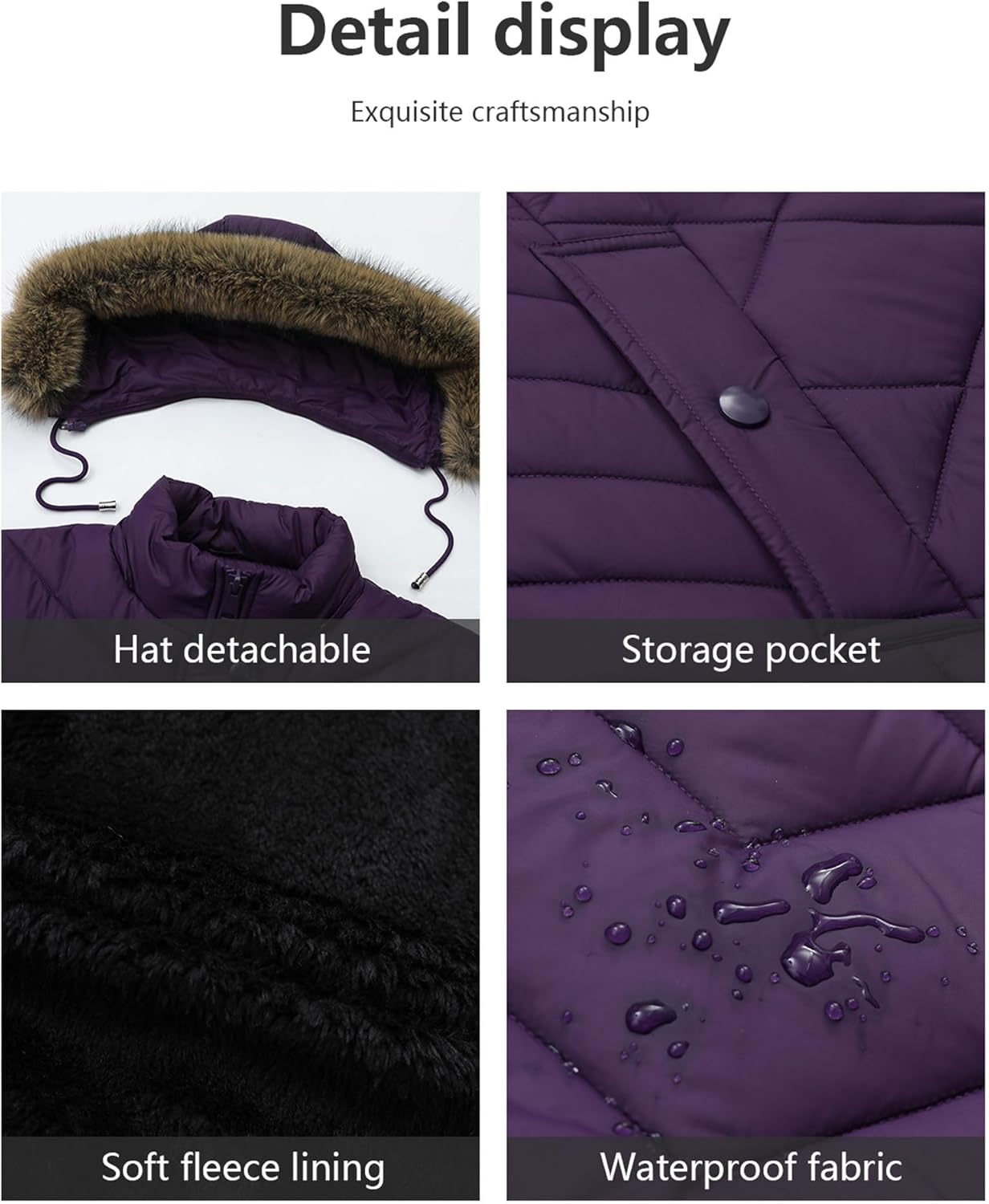 Women’s Plus Size Down Parka Puffer Coat | Detachable Hood, Waterproof, Windproof, Warm for Winter - Image 4