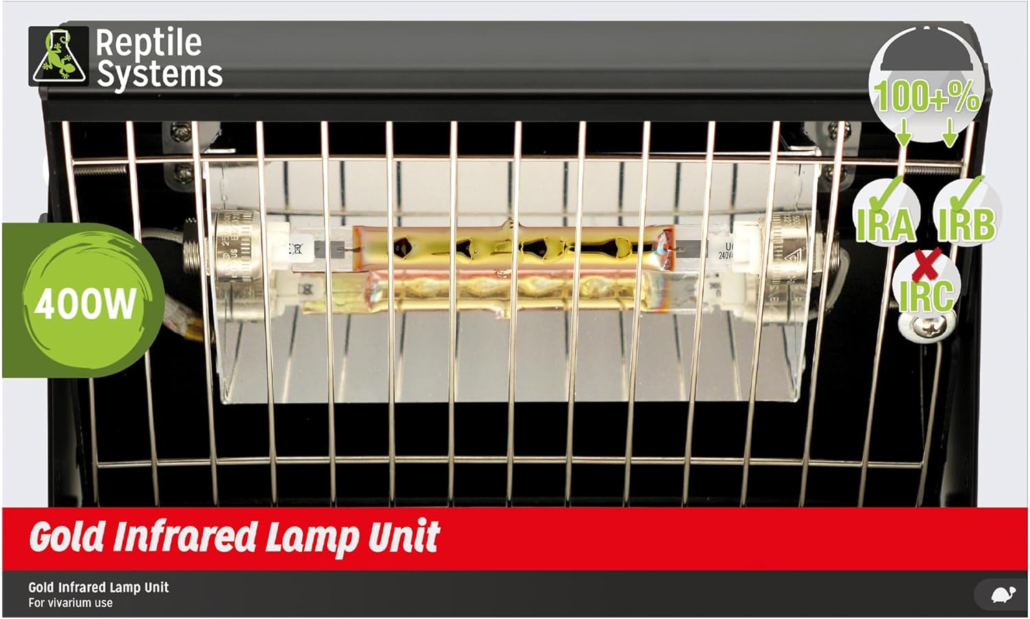 Reptile Systems Gold Infrared Units IRA & IRB – Dual Infrared 400w Output for Effective Thermal Gradients – for Terrariums, Vivariums & Exotic Habitats – Easy to Mount
