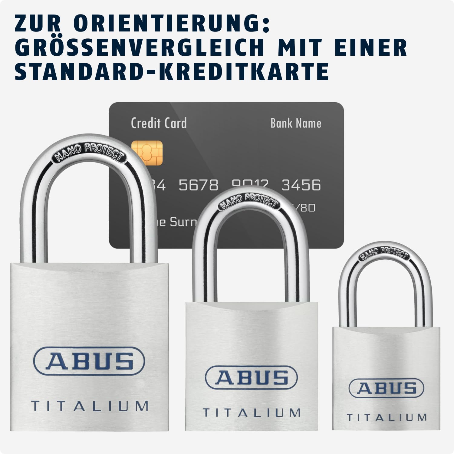 ABUS Titalium kłódka 80TI/50 - zamek do piwnicy z lekkim, masywnym korpusem zamka ze specjalnego aluminium - poziom bezpieczeństwa ABS 8 - srebrna