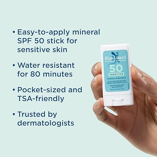 Miniatura 2 de BLUE LIZARD Protector Solar Mineral Sensible en Barra con Óxido de Zinc, SPF 50+, Resistente al Agua, Protección UVA UVB, Fácil de Aplicar, Sin