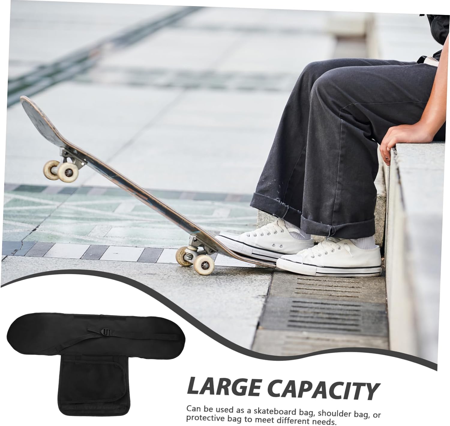 Multi-purpose Skateboard Storage Bag Shoulder Carry Pouch Portable Gear Organizer High-durability Pvc Skateboard Bag