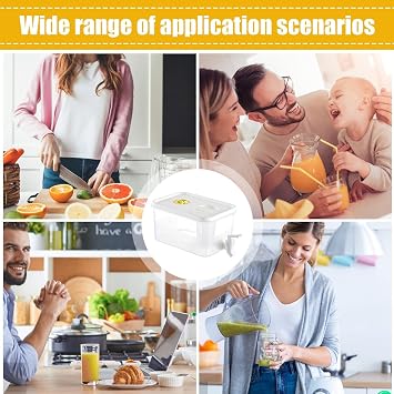 3L Refrigerator Beverage Dispenser with Tap, Spigot and Filter - Jug for Drink, Juice, Iced Tea