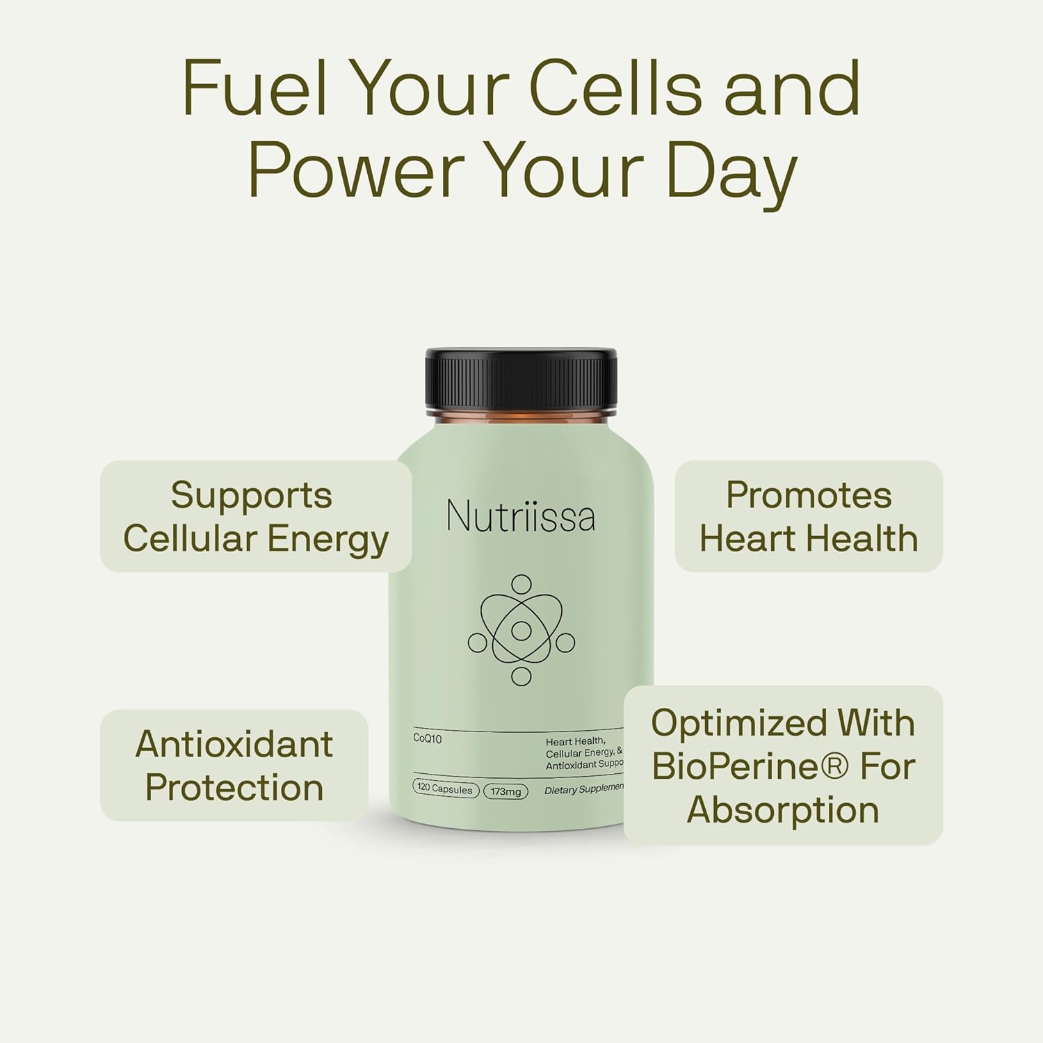Nutriissa CoQ10 173 mg – Heart Health, Cellular Energy, and Antioxidant Support – EPEB Certified for Purity & Potency – 4-Month Supply - 120 Vegan Capsules - Image 4