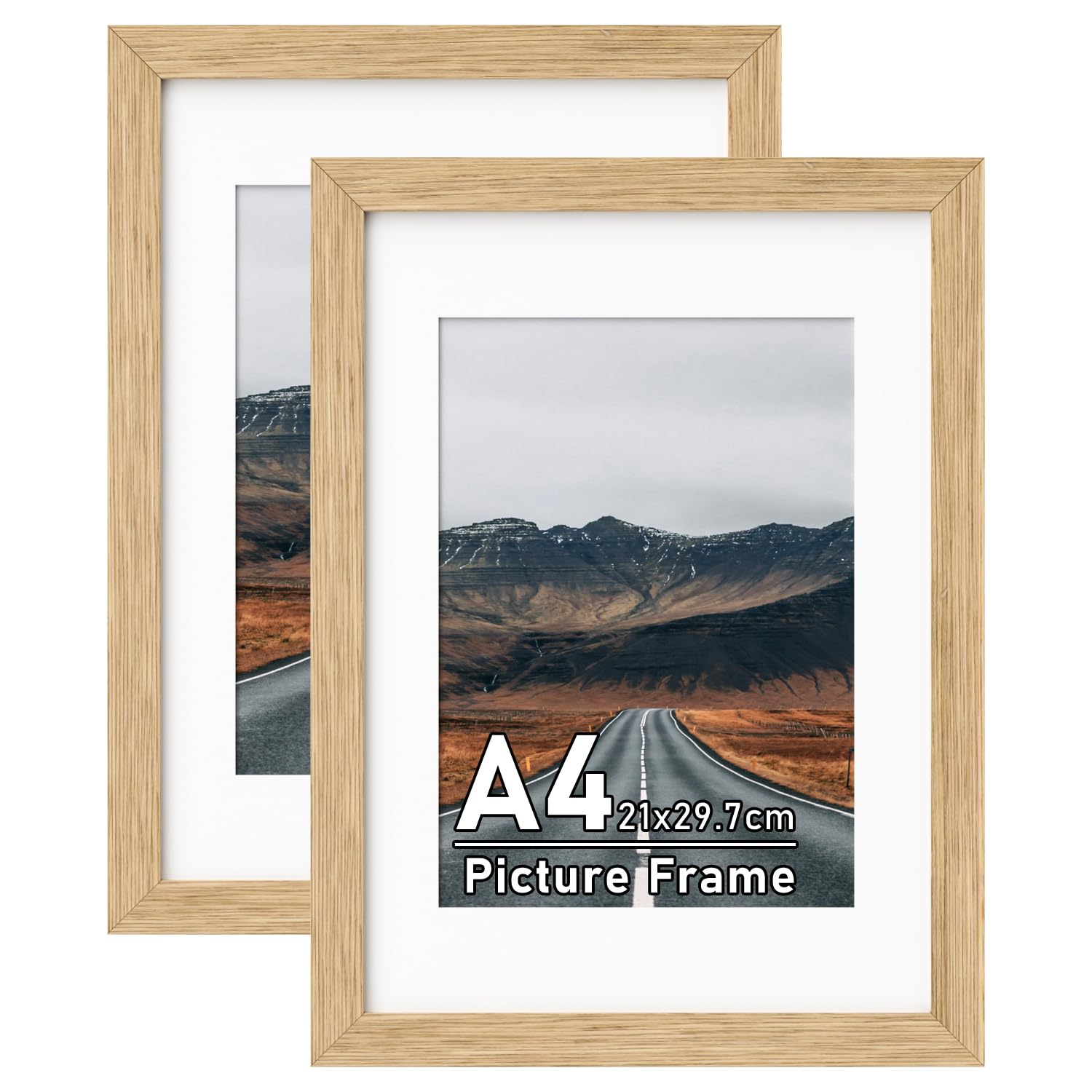 2Pack A4 Natural Wooden Picture Frame, Freestanding and Wall Mounted