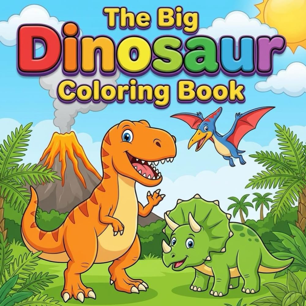 The Big Dinosaur Coloring Book: 40 Fantastic Coloring Pages for Kids Ages 4-8 - T-Rex, Triceratops, Pterodactyl & More!: The Perfect Gift for Little Dino Fans - With 40 Unique Prehistoric Designs