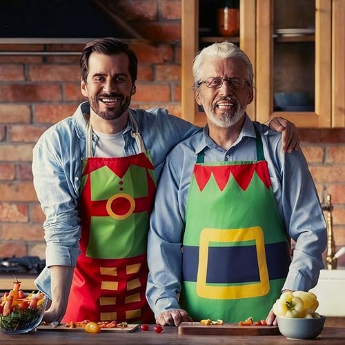 Miniatura 5 de Suhine 12 delantales de Navidad ajustables a granel rojo negro búfalo delantal a cuadros para mujeres hombres cocinando hornear vacaciones fiesta