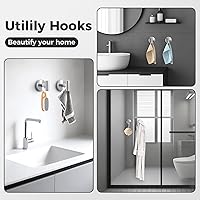 Vista 5 de Shower Hooks for Inside Shower,No-Drill Removable&Reusable Towel Hooks for Bathroom,Heavy Duty Suction Cup Hooks for Glass Window,4 Packs(Silver)