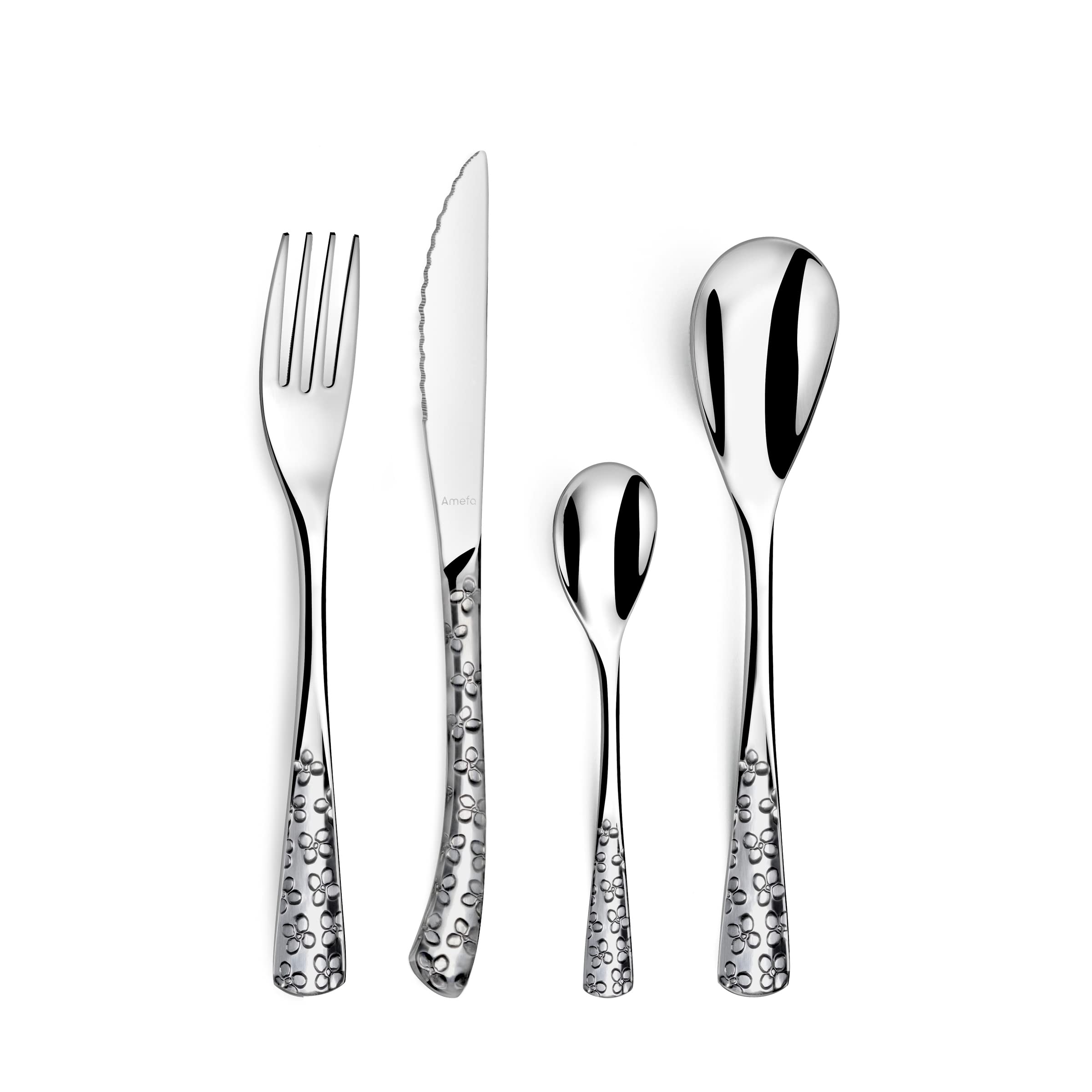 AMEFA - Ménagère 24 couverts de table pour 6 personnes - Bouquet - Acier inoxydable 18/​0, Finition Brillante