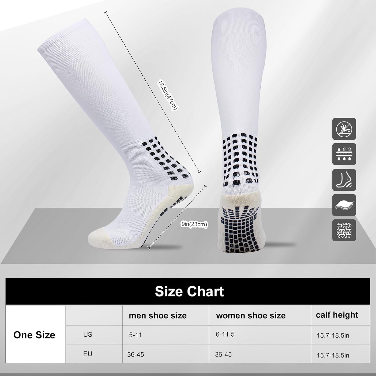 Yufree Mens Knee High Grip Soccer Socks Non Slip Long Socks for Football Basketball Sports - Image 5