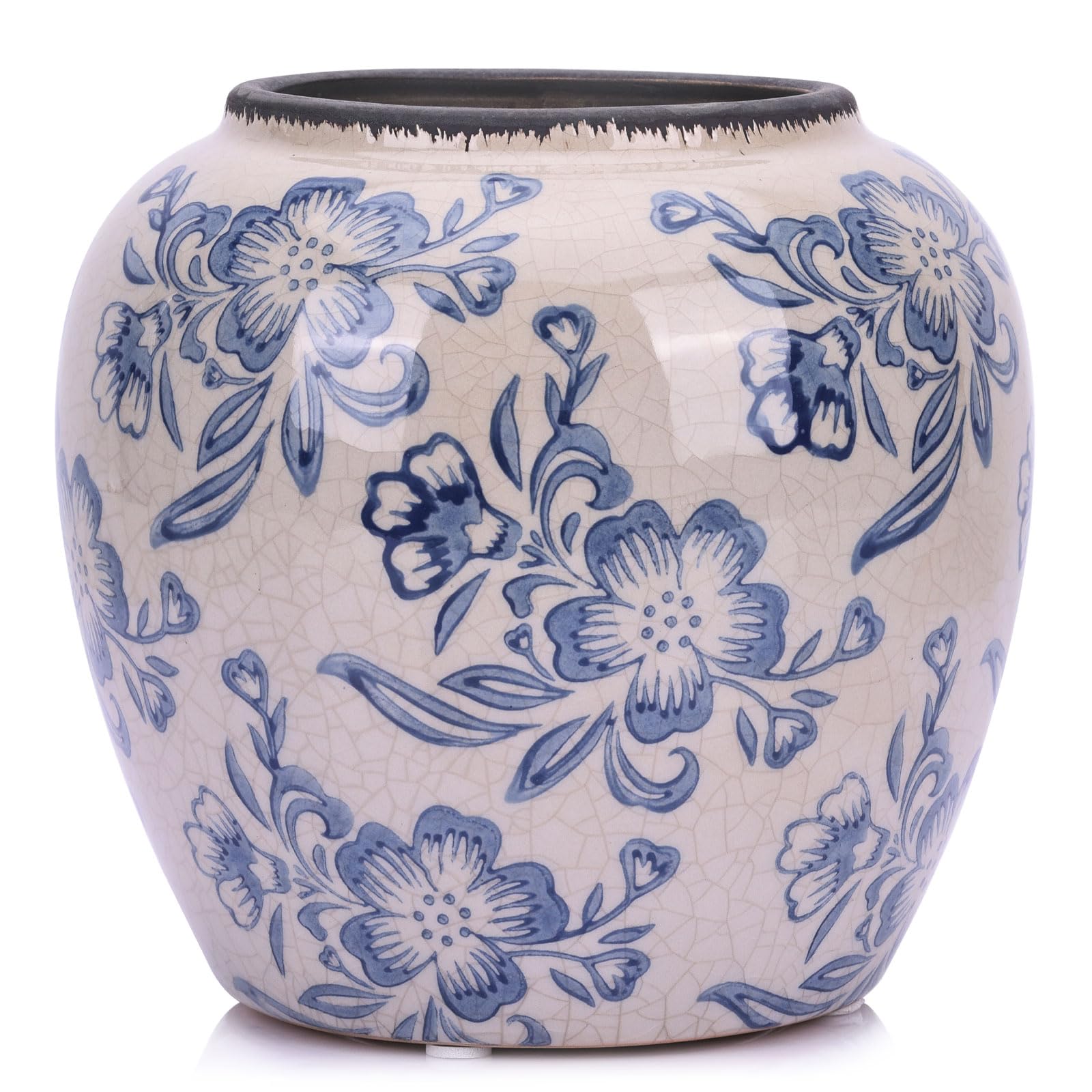 Amazon.co.jp: QIANLING 青と白の花瓶 - 6.75インチ ヴィンテージ