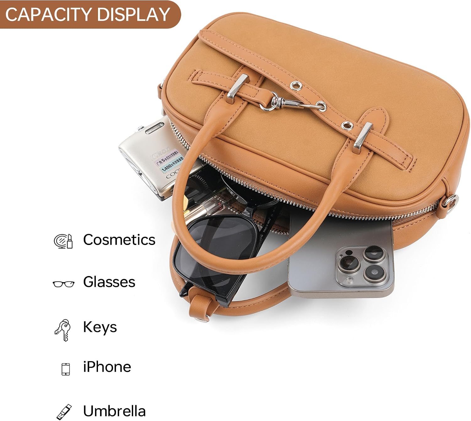 Mini Oval Top Handle Bag for Women, Vegan Leather Crossbody Purse with Adjustable Strap, Trendy Handbag