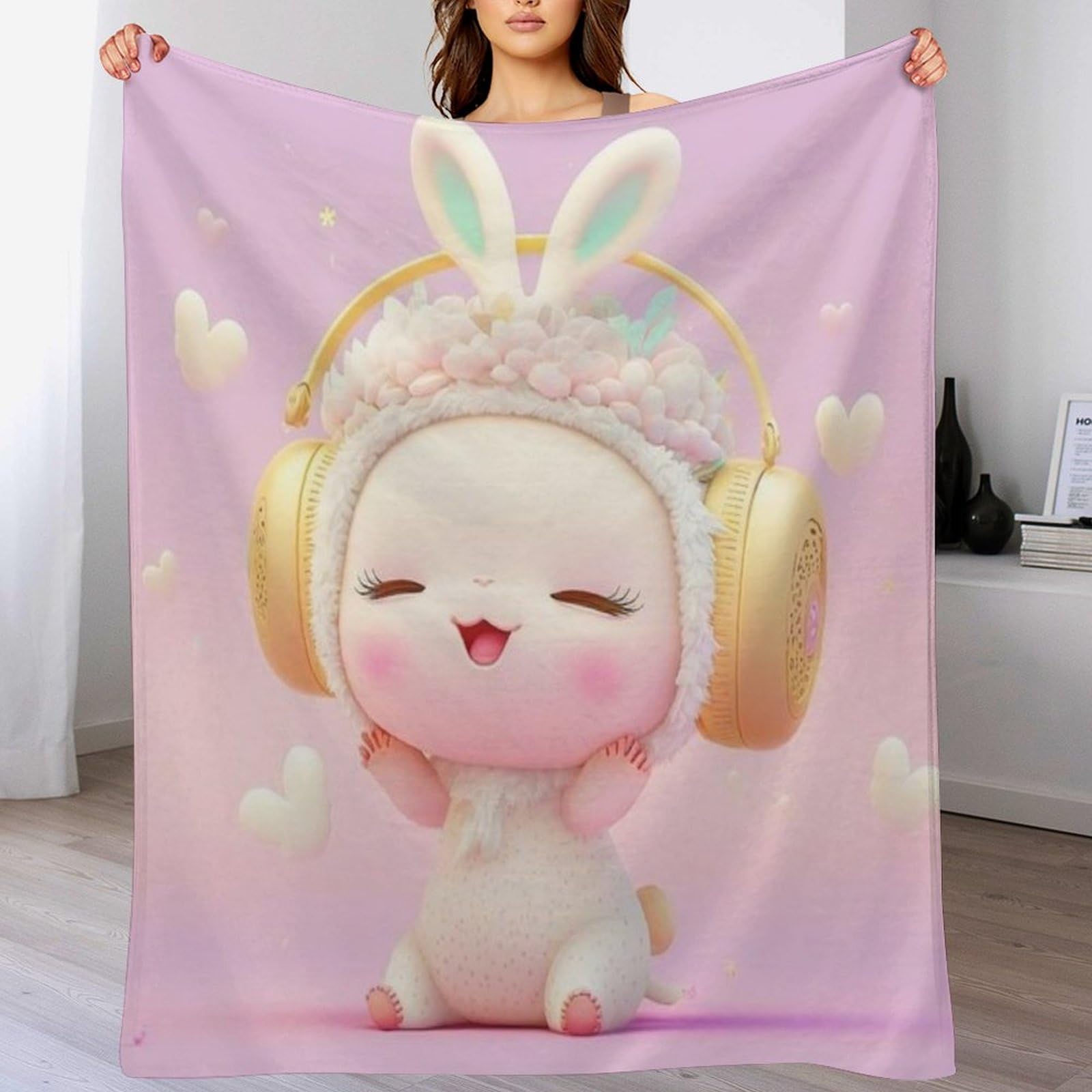 Couverture plaid lapin mignon, cadeau idéal pour des nuits douces et moelleuses