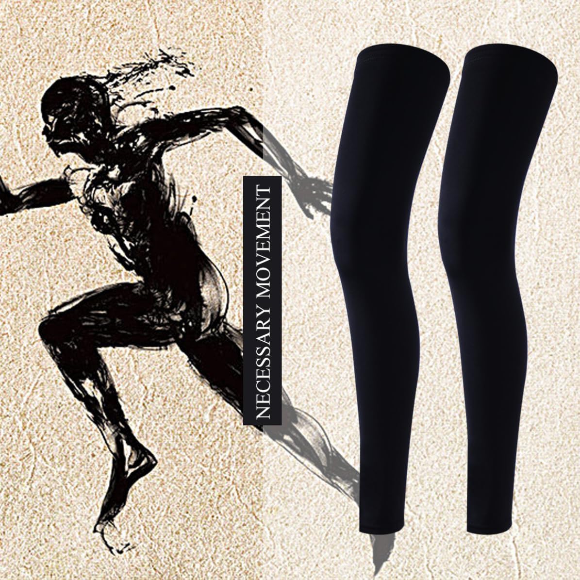 Healifty Sports Leg Sleeves Pair Size L Polyester Spandex Black
