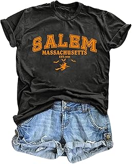 Salem Shirt Women Halloween Witch Shirt Funny Salem Massachusetts Shirt Holiday Halloween Tee Tops