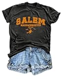 AMWIPE Salem Shirt Women Halloween Witch Shirt Funny Salem Massachusetts Shirt Holiday Halloween Tee Tops