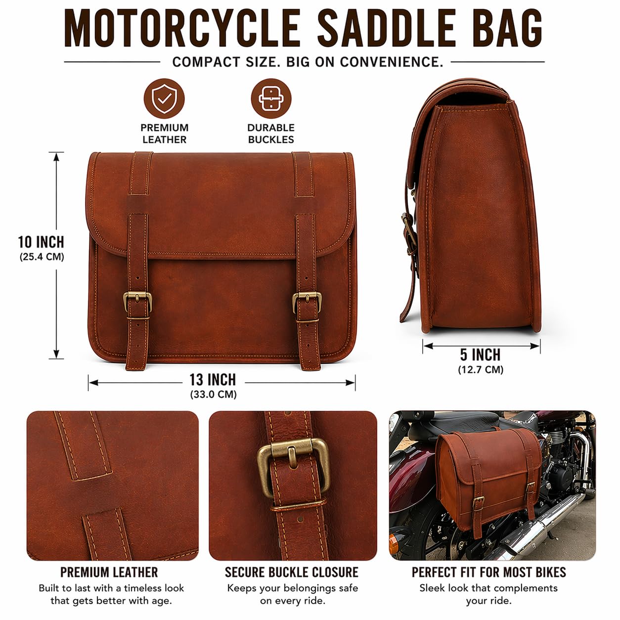 american blue Borsa da moto in pelle, borsa per bicicletta, forcella sterzo, attrezzi, sella, borsa da viaggio