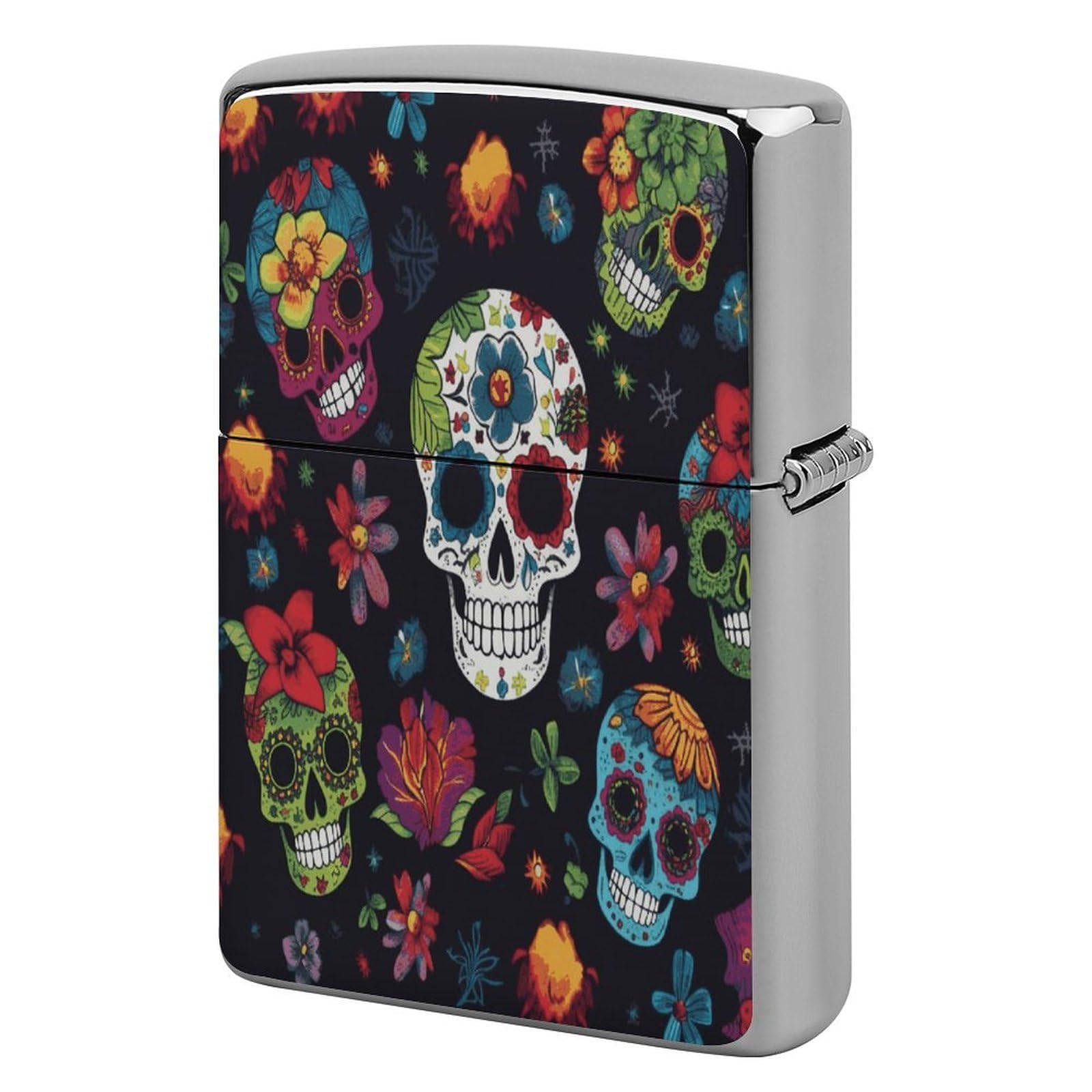 Fodpand Style Flower Cactus Sugar Skull Metal Lighter Case Cover Lighter Sleeve