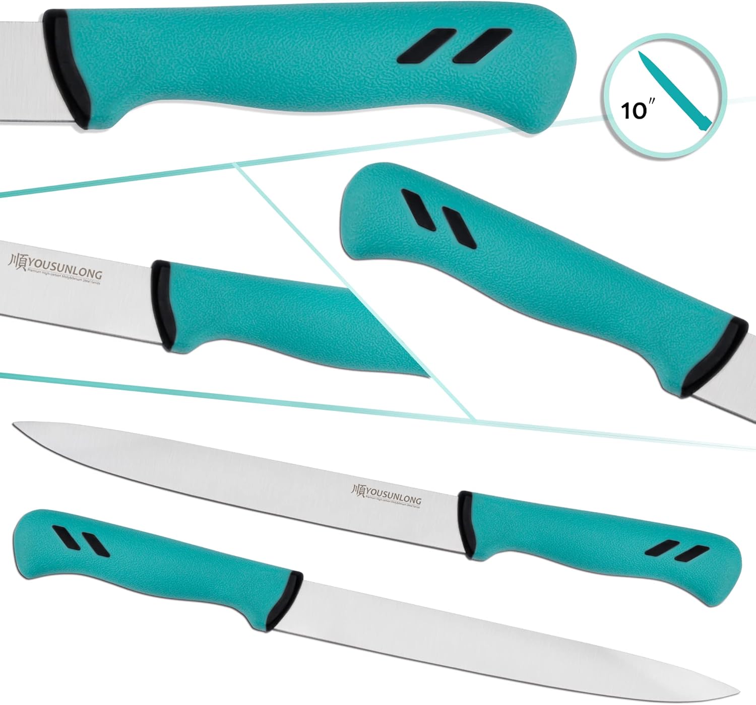 YOUSUNLONG Sashimi Knives - 10 Inch - Premium High-carbon Molybdenum Steel Blade - Slaughter Meat Processing Carving Knife - Ergonomic & Non-slip Handle