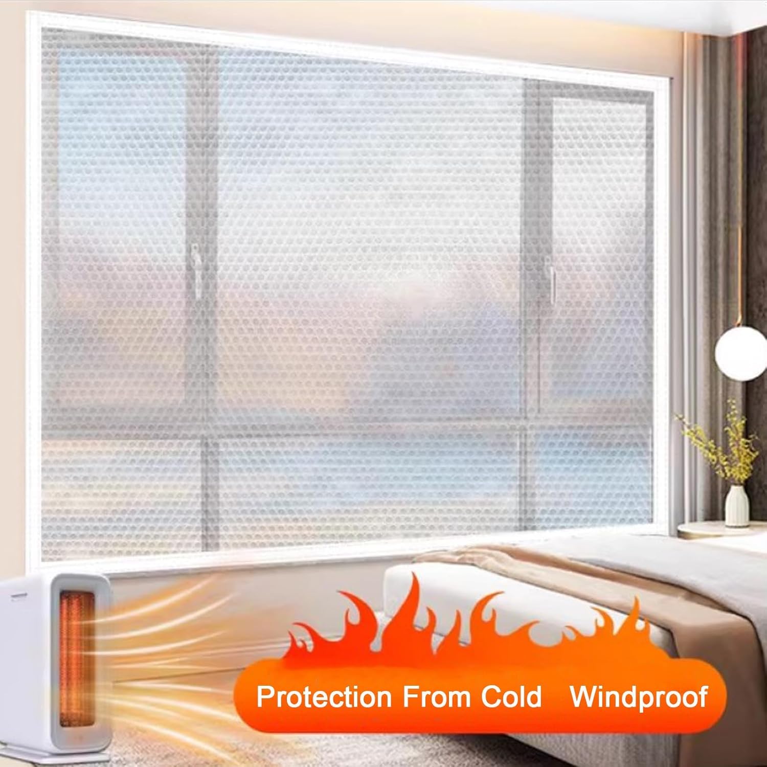 Produktbild von Fenster-Isolierset, Innenfenster-Kunststoff Zum Überwintern – Hält Kalte Luft Fern, 165 X 165 Cm, Fenster-Isolierfolie Mit Klettband – Weiß