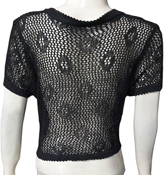 Buy Women's Black Crochet Knit Shrug, Open Front Bolero, Short