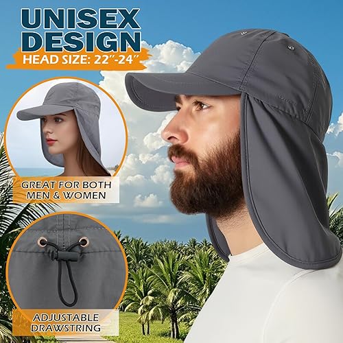 Miniatura 10 de EINSKEY Gorra de béisbol unisex con solapa para el cuello, impermeable, plegable, para golf, jardín, safari, senderismo, pesca, correr