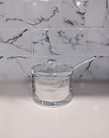 Vista 6 de J&M DESIGN Clear Acrylic Sugar Bowl With Lid And Spoon For Coffee Bar Accessories, Cereal Bowls, Tea, Kitchen Countertop Canisters & Baking - 8 oz