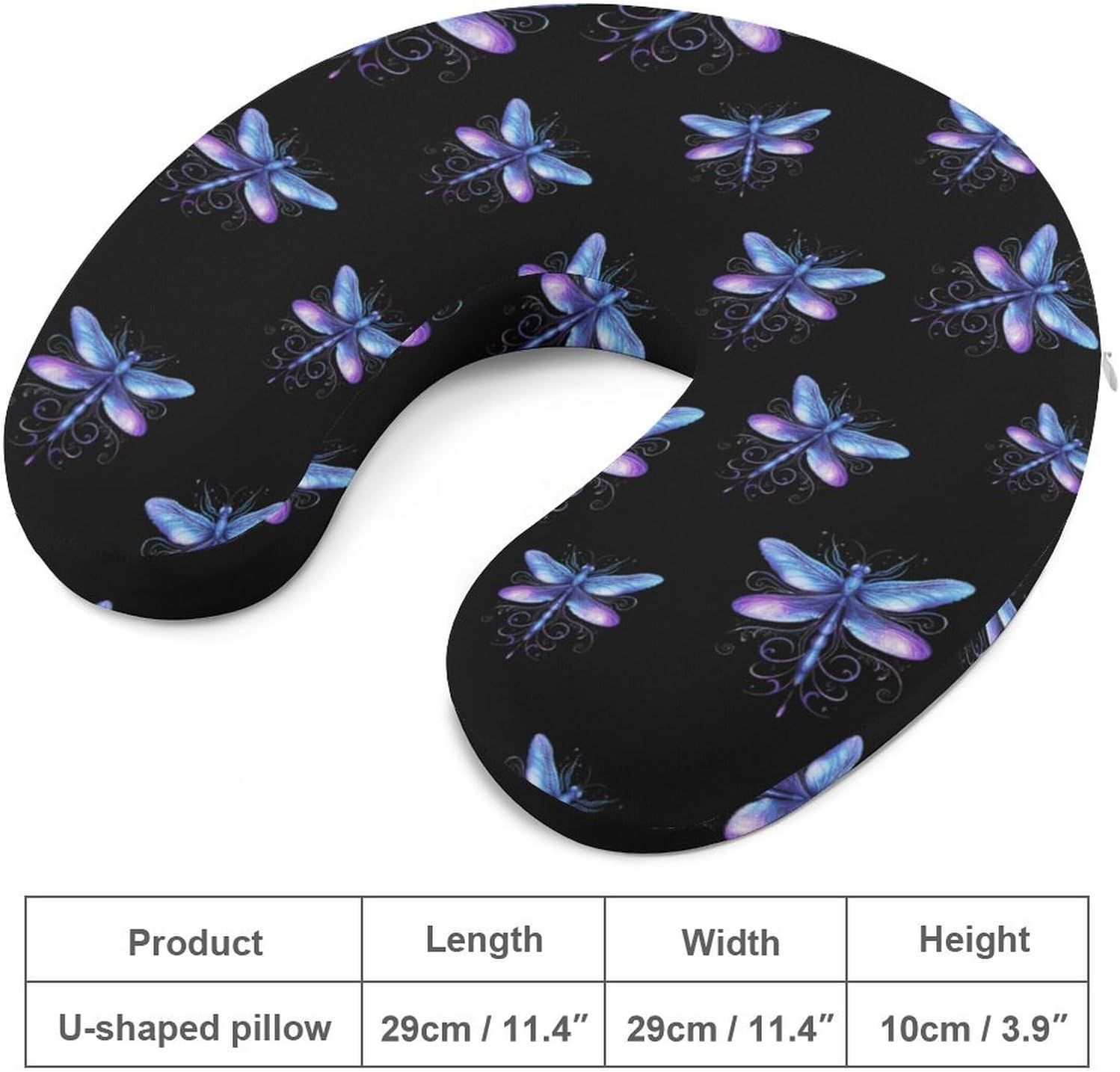 Blue Dragonfly Funny Travel Pillow U Shaped Memory Foam Neck Pillows Portable for Flight Car Home Office