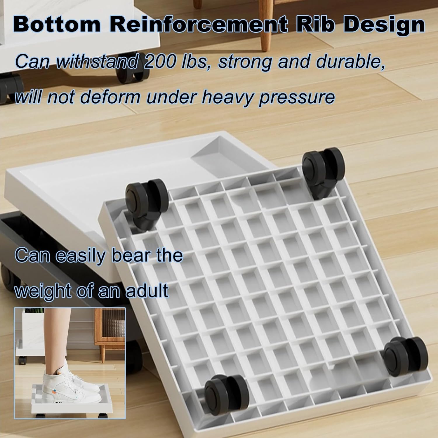 Plastic Drip Pan, Square Rolling Plant Caddy Saucer with Wheels, Heavy Duty Wheeled Planter Stand for Potted Plant, Coaster Roller Base Tray with Casters(White,42x42x10.5cm/16x16x4.1in)